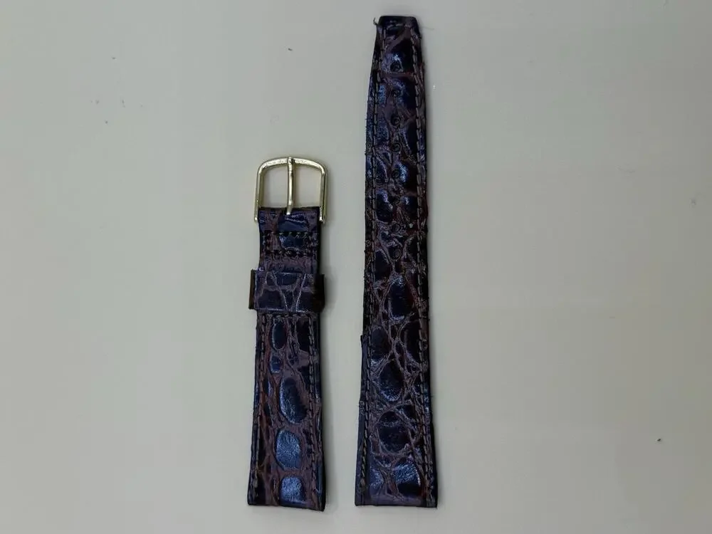 19mm KREISLER Alligator Calfskin Brown NOS Vintage Watch Band & Gold-Tone Buckle